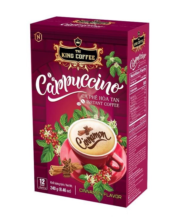 King Coffee Кофе растворимый Cappuccino Cinnamon Flavor, 12саше*20г